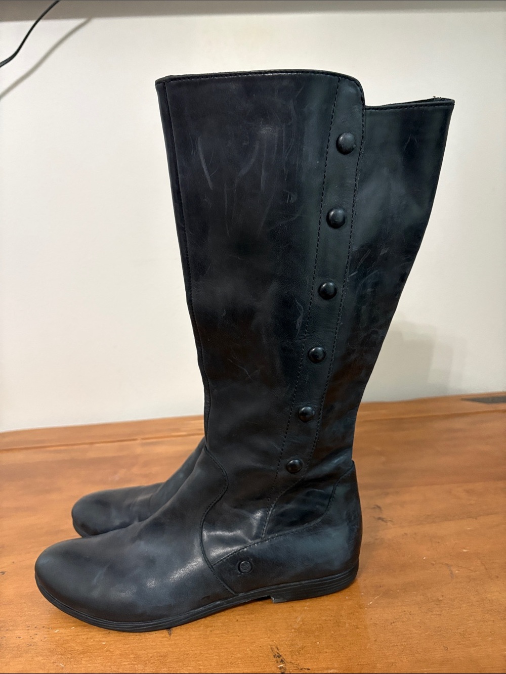 Born Sage Black Tall Leather Boots Size 11 - Picture 4 of 16